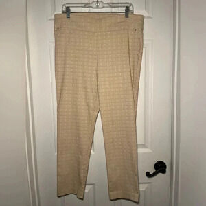 D.F.A. New York Size 16 Tan Cropped High Waist Stretchy Pull On Dress Pants
